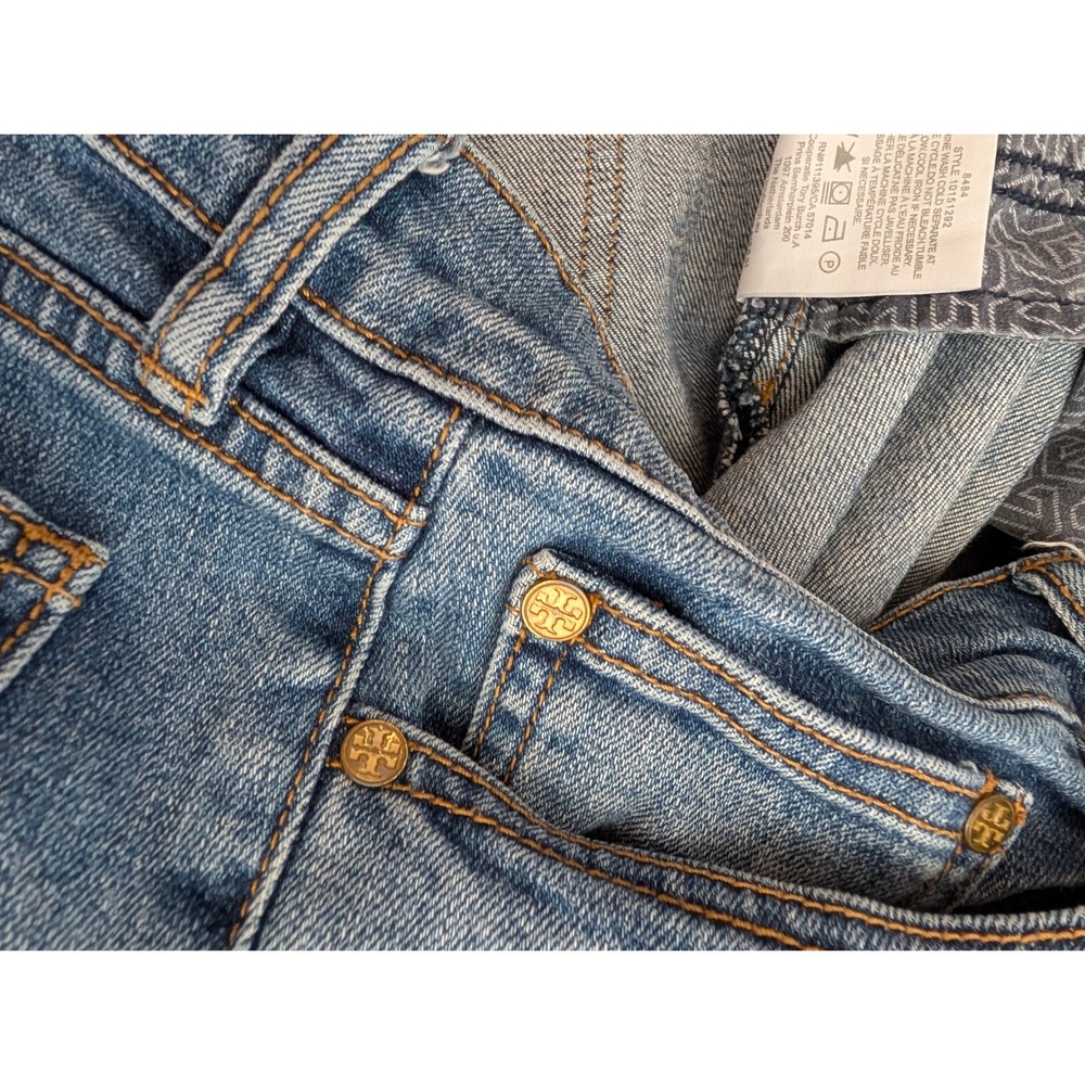 Tory Burch Womens Straight Leg Jeans Size 30 Blue Stretch Logo Casual Classic - Picture 9 of 9